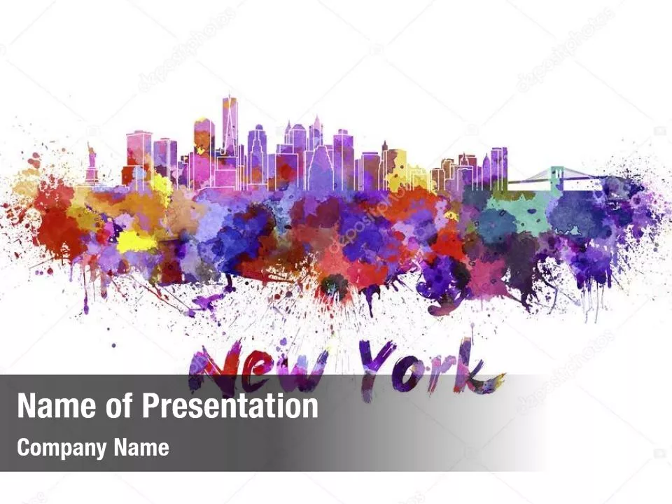 New York Skyline in Watercolor Splatters