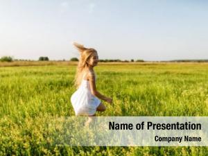 Girl At The Summer Field PowerPoint Template
