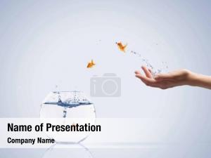 Goldfish Jumping Up PowerPoint Template
