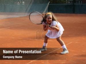 Girl With Tennis Racket Free PowerPoint Template