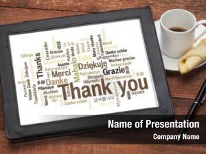 Tablet with Word Cloud PowerPoint Template
