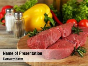 Steak raw beef cutting board PowerPoint Template