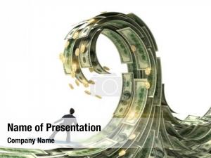Man Surfing on Money PowerPoint Template